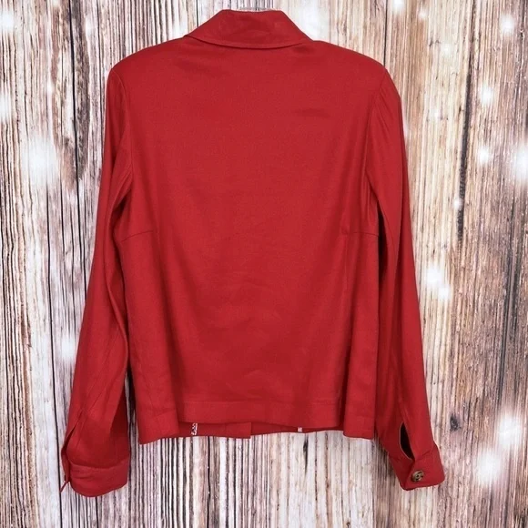 CAbi Red Valentine Linen Blend Blazer Jacket Size Medium - Picture 8 of 12